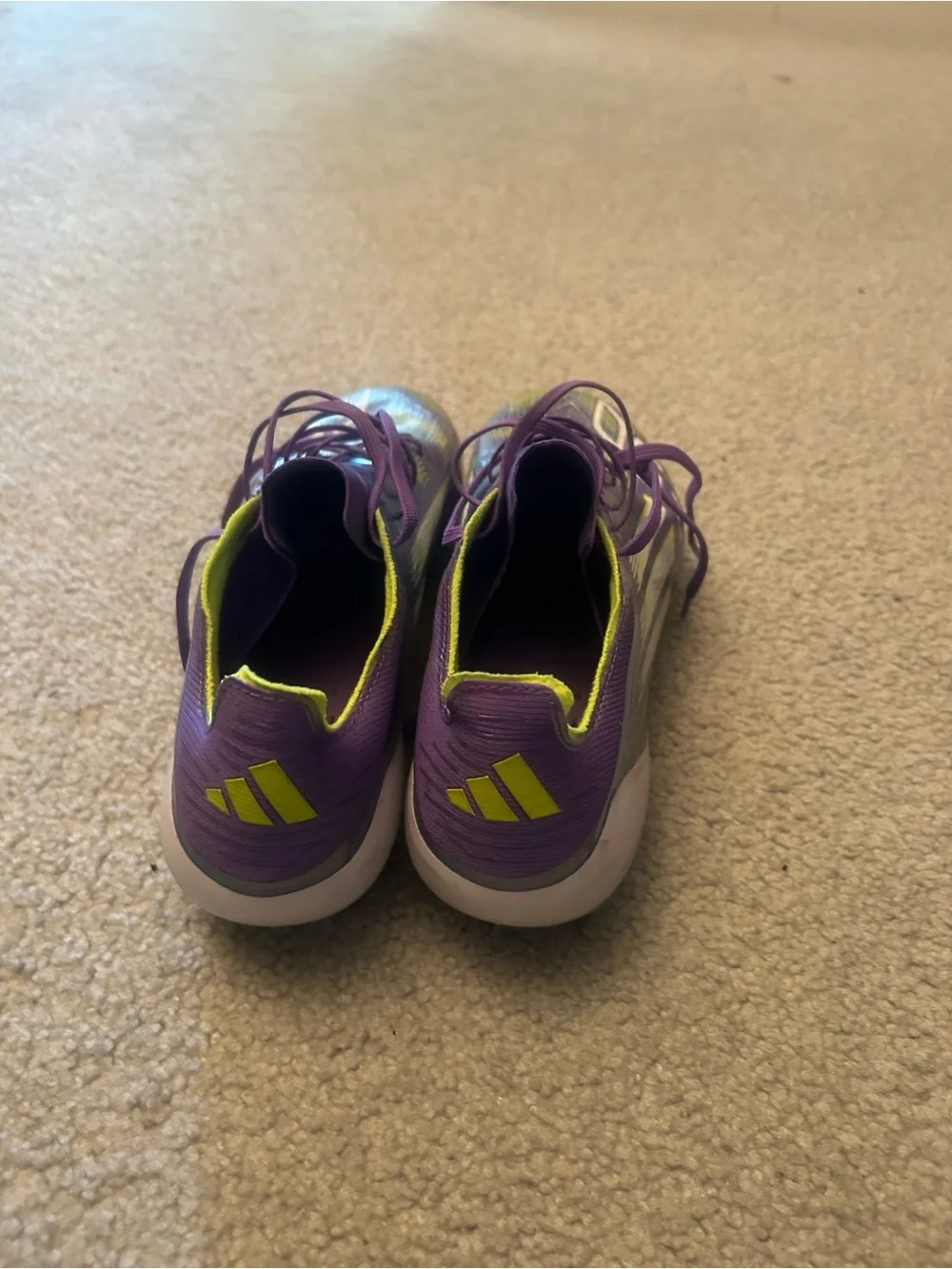 Adidas f50 purple and green size 10.5